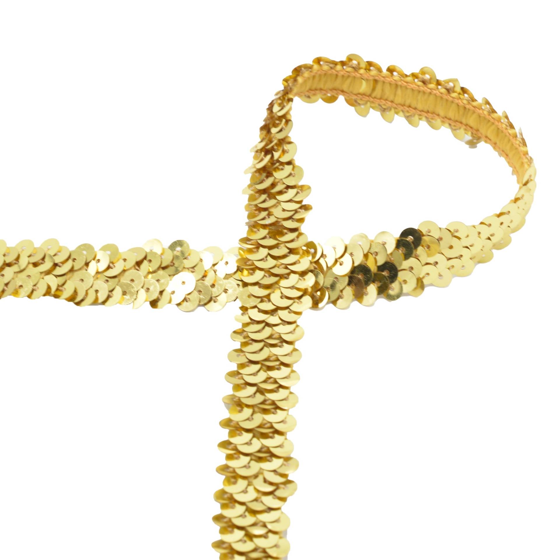 Paillettenborte uni 2 cm, gold Paillettenborte uni 2 cm, gold von Stoffe Hemmers