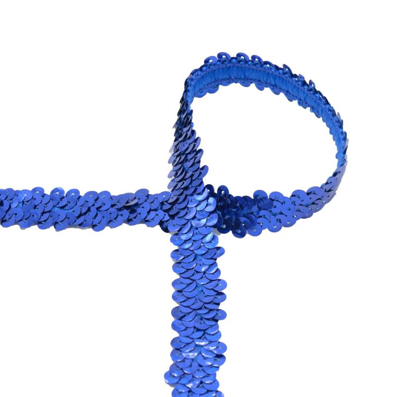 Paillettenborte uni 2 cm, royalblau von Stoffe Hemmers
