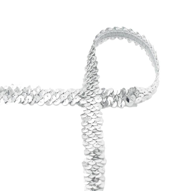 Paillettenborte uni 2 cm, silber von Stoffe Hemmers