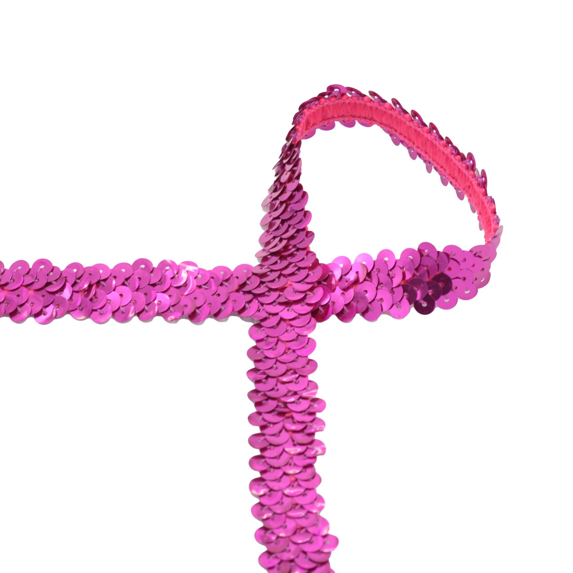 Paillettenborte uni 3 cm, pink von Stoffe Hemmers
