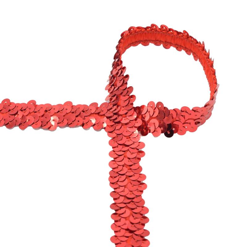 Paillettenborte uni 3 cm, rot von Stoffe Hemmers