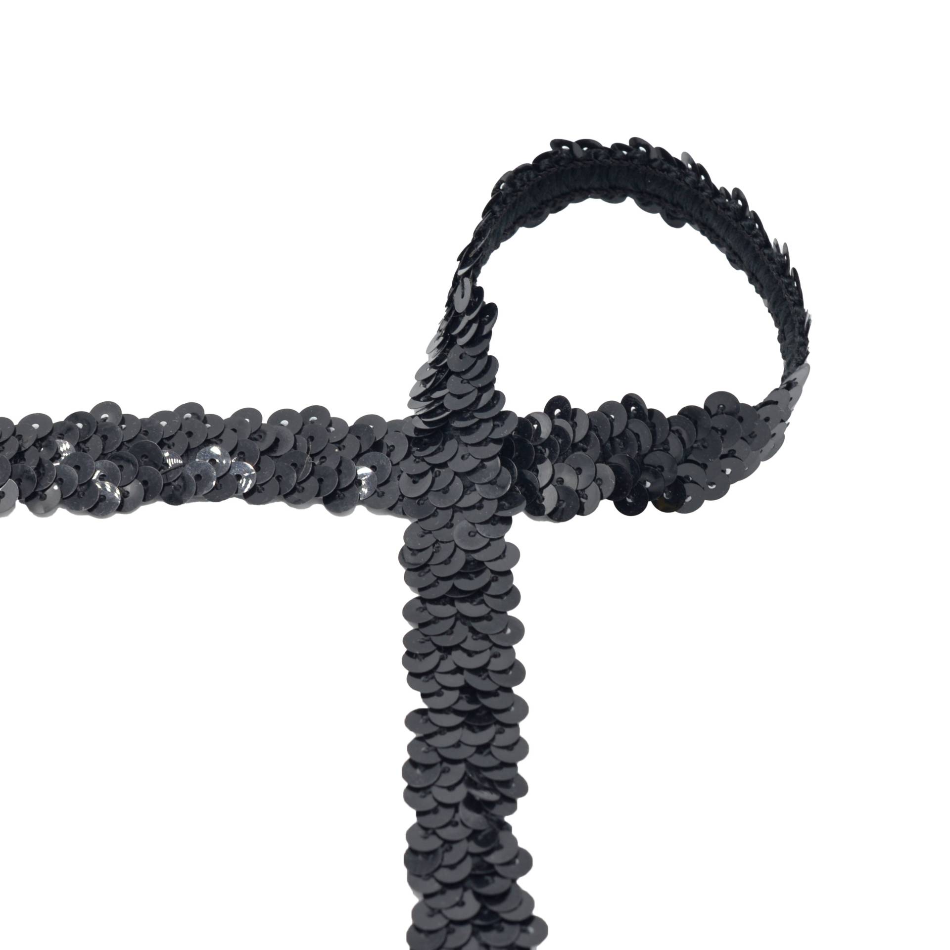 Paillettenborte uni 3 cm, schwarz von Stoffe Hemmers