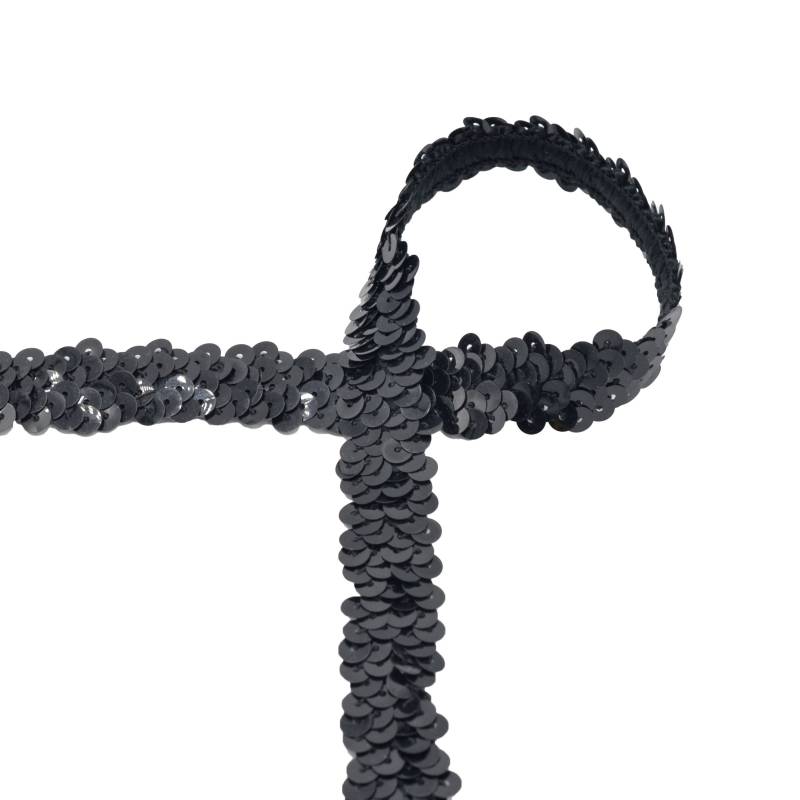 Paillettenborte uni 3 cm, schwarz von Stoffe Hemmers