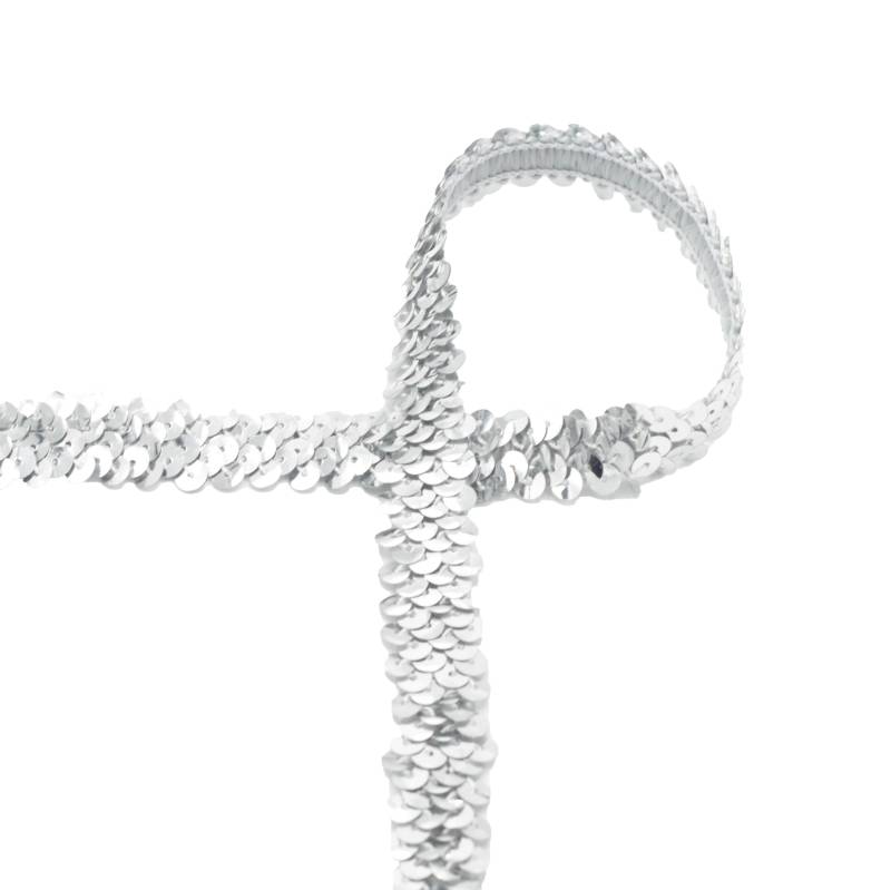 Paillettenborte uni 3 cm, silber von Stoffe Hemmers