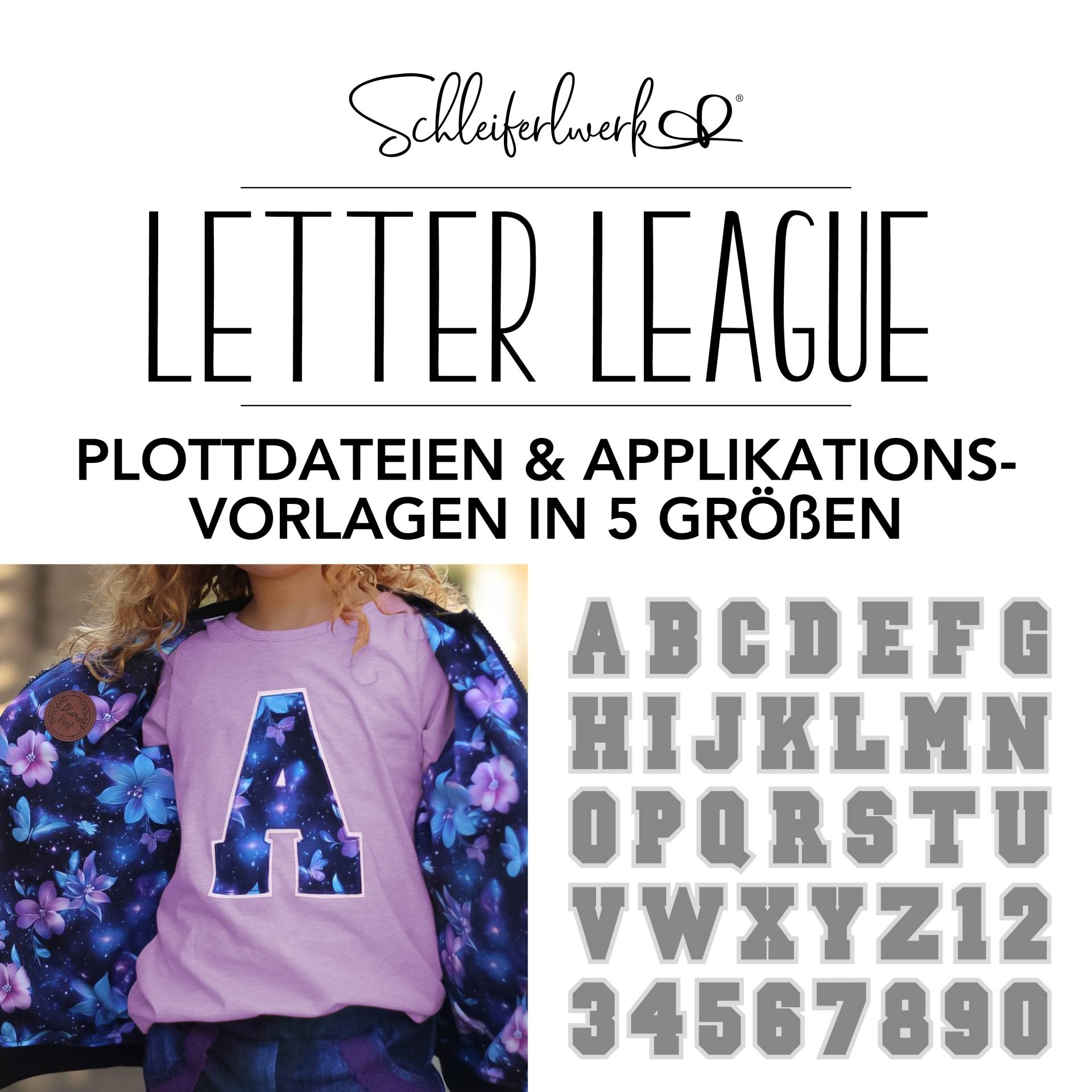 Plotterdatei / Applikationsvorlage Schleiferlwerk Letter League von Stoffe Hemmers