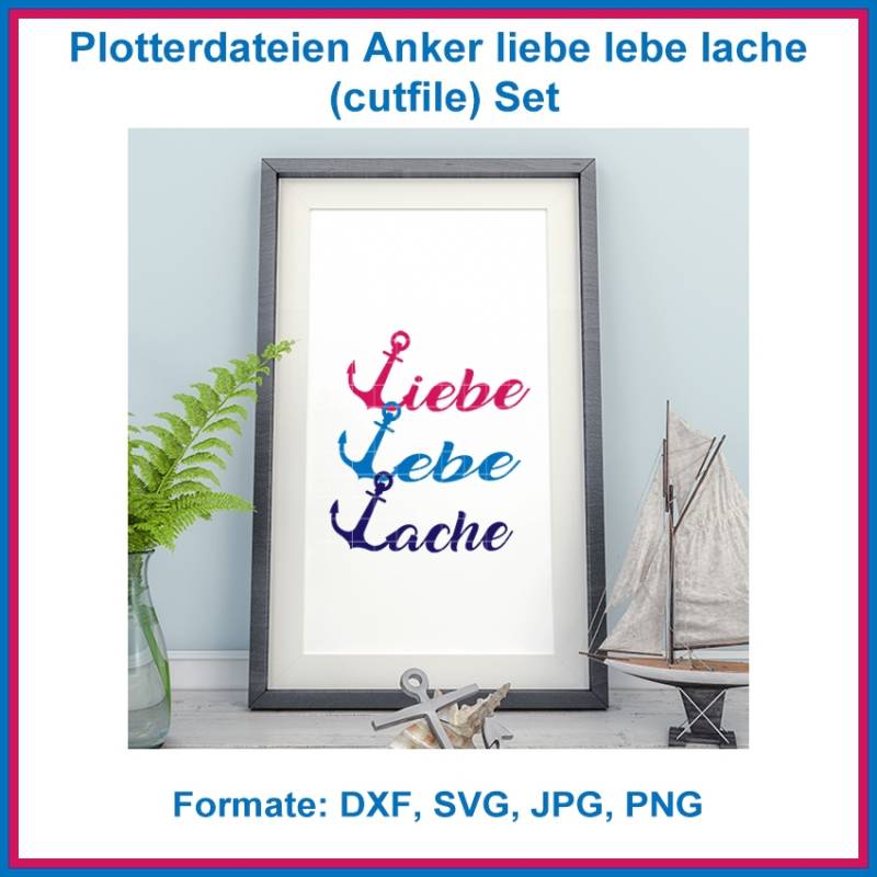 Plotterdatei Rock Queen Anker Liebe Lebe Lache von Stoffe Hemmers