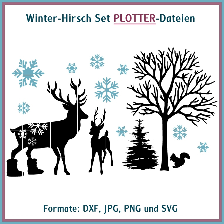Plotterdatei Rock Queen Winter Hirsch Ornament von Stoffe Hemmers
