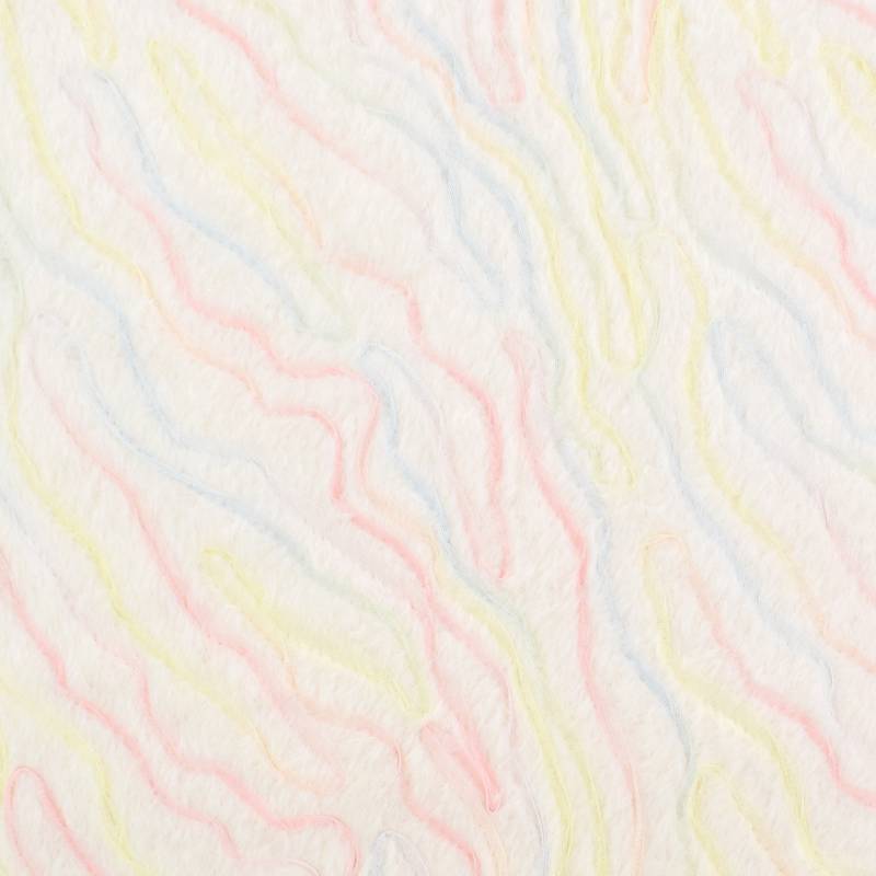 Plüschstoff mit Tüllstickerei Waves, wollweiß von Stoffe Hemmers