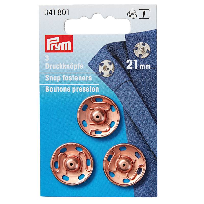 Prym 3 Annähdruckknöpfe, 21 mm, roségold Prym 3 Annähdruckknöpfe, 21 mm, roségold von Stoffe Hemmers