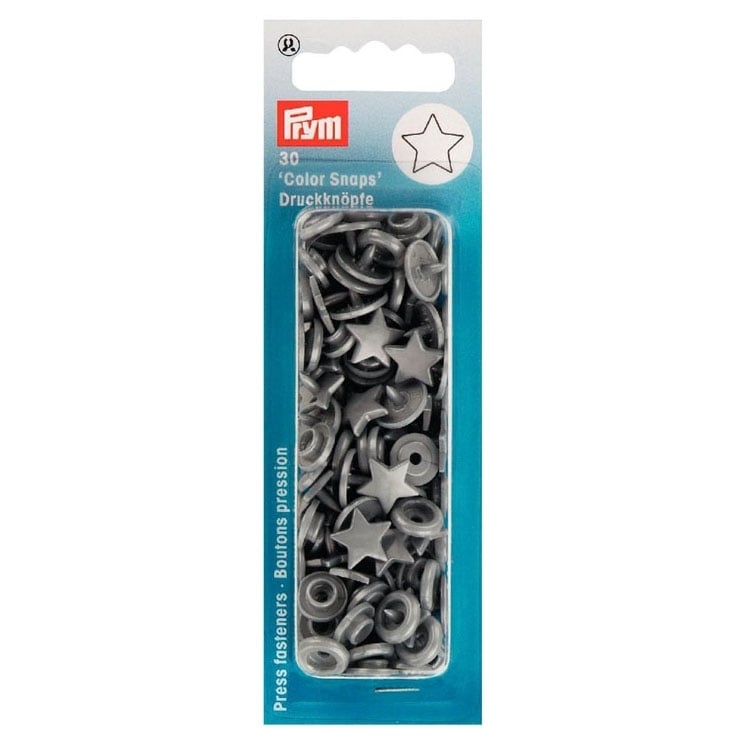 Prym Druckknöpfe Color Snaps Sterne, silbergrau von Stoffe Hemmers