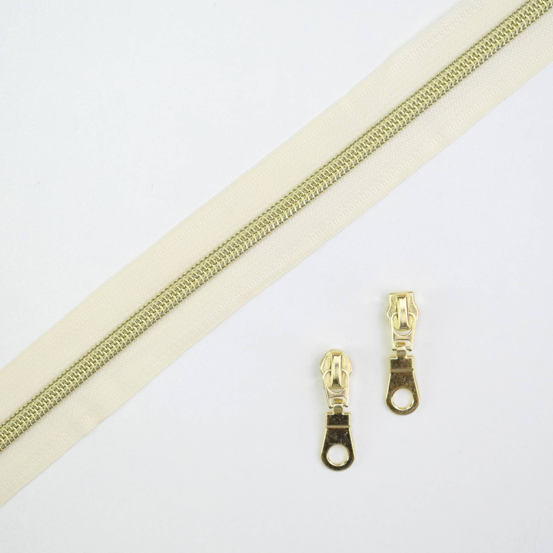 Reißverschluss 1 Meter, beige/gold von Stoffe Hemmers