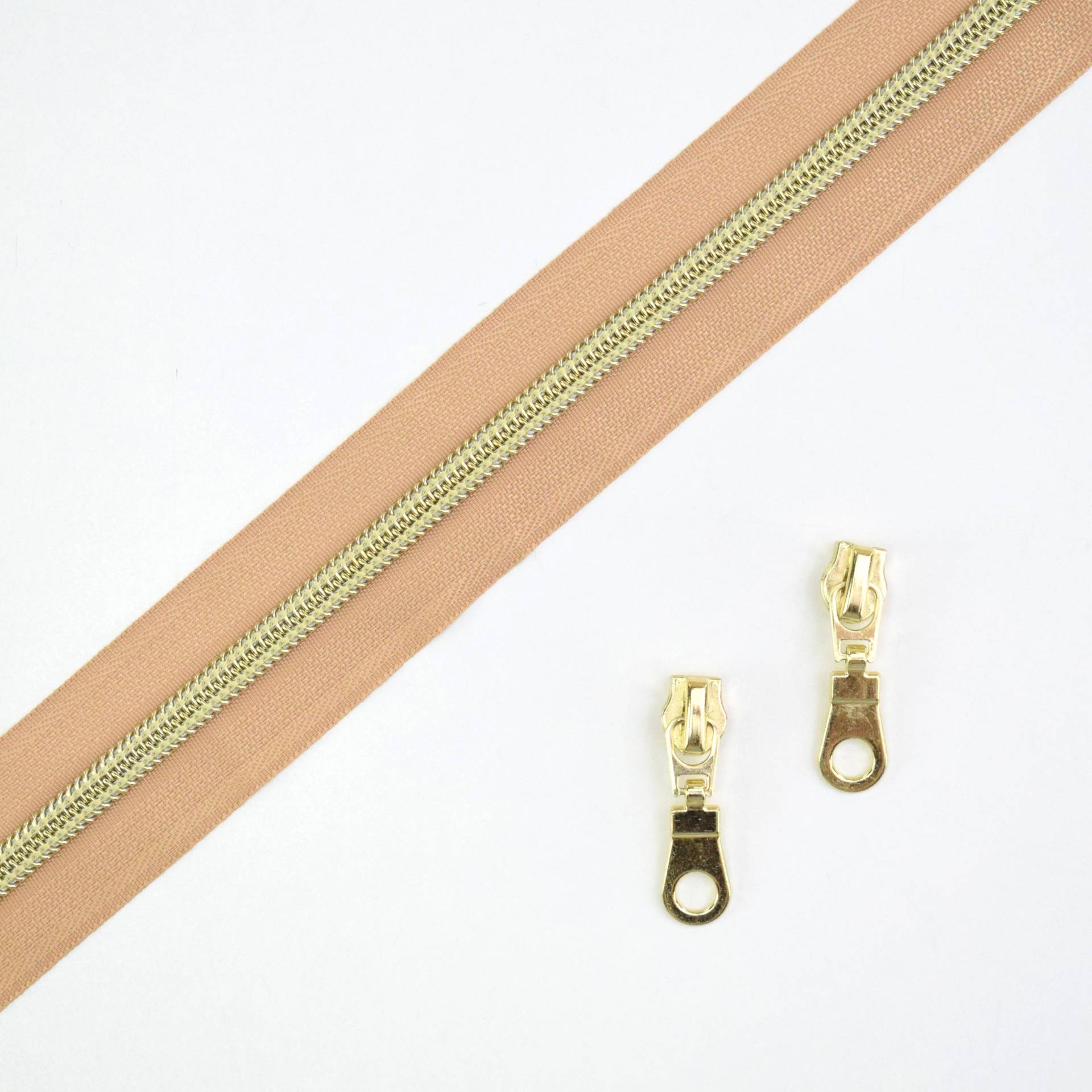 Reißverschluss 1 Meter, dunkelbeige/gold Reißverschluss 1 Meter, dunkelbeige/gold von Stoffe Hemmers