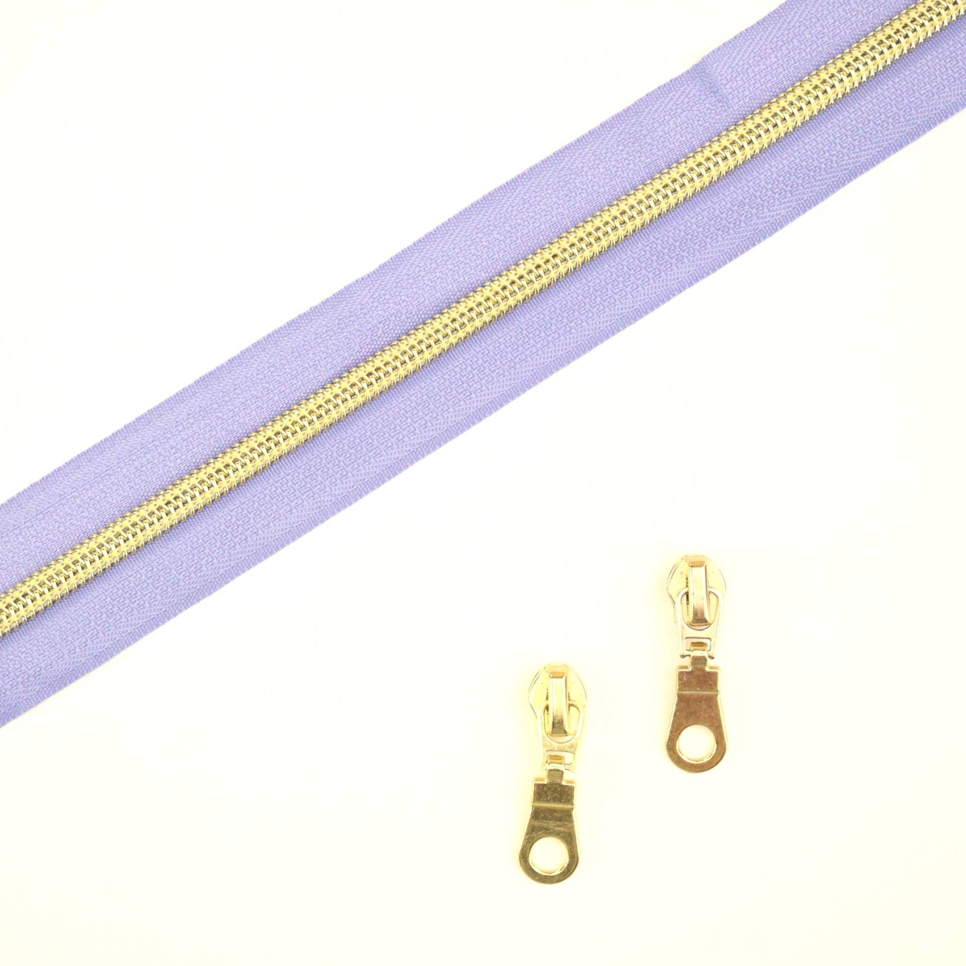 Reißverschluss 1 Meter, flieder/gold von Stoffe Hemmers