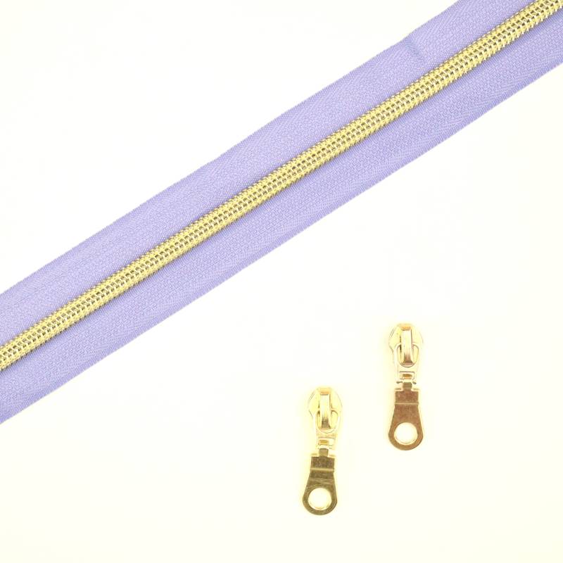 Reißverschluss 1 Meter, flieder/gold von Stoffe Hemmers