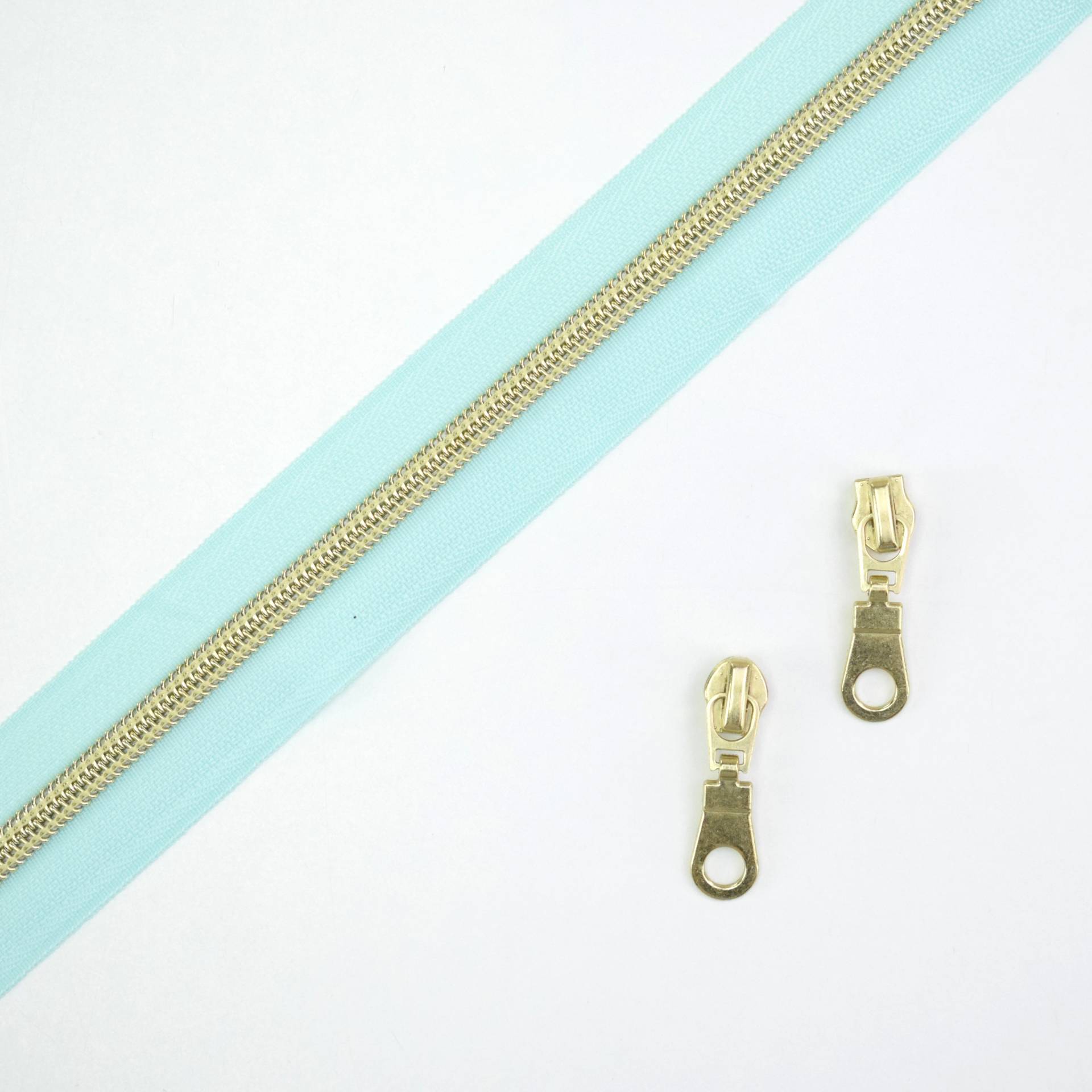 Reißverschluss 1 Meter, hellmint/gold von Stoffe Hemmers