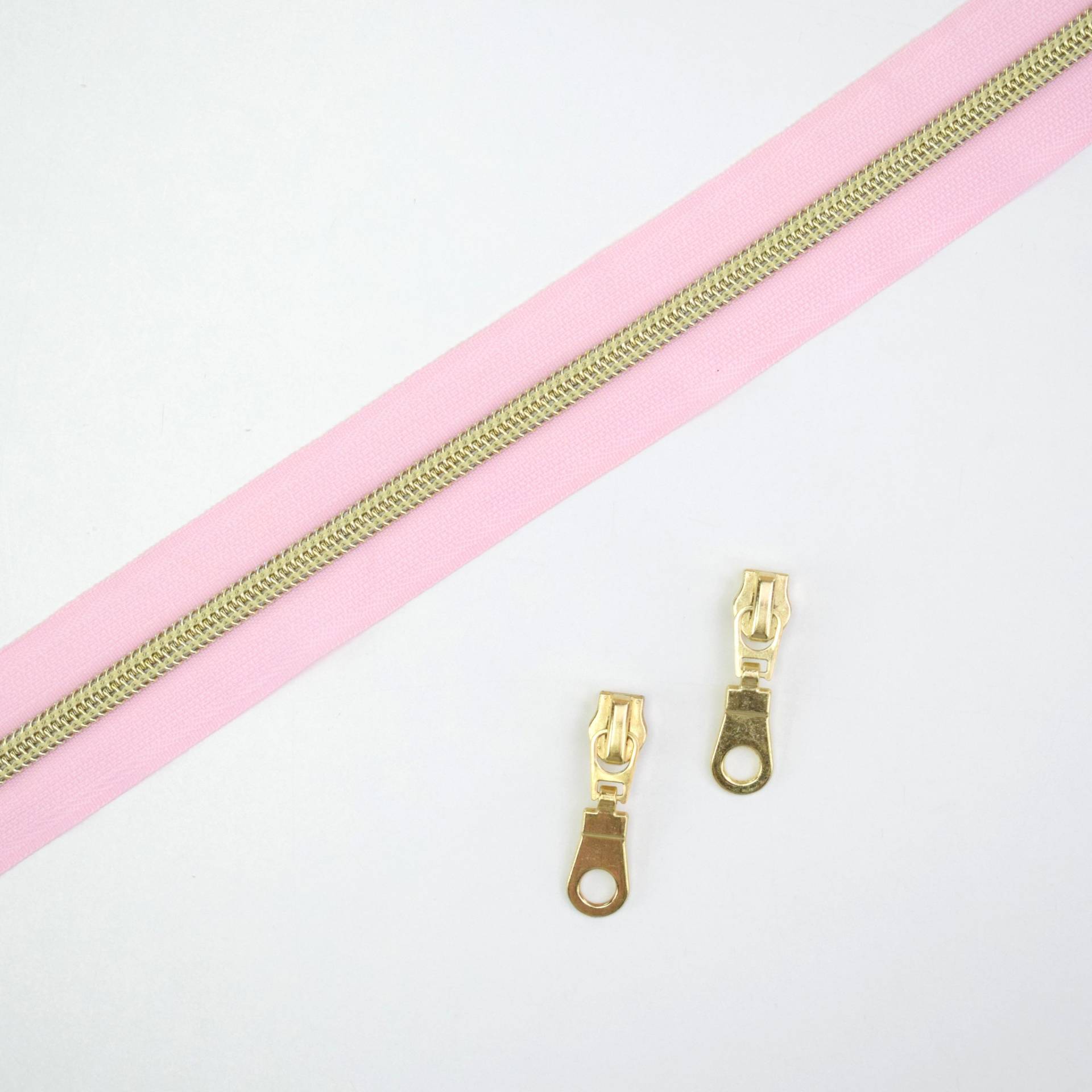 Reißverschluss 1 Meter, hellrosa/gold von Stoffe Hemmers