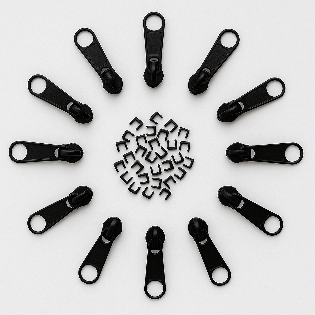 Reißverschluss Schieber-Set, schwarz von Stoffe Hemmers