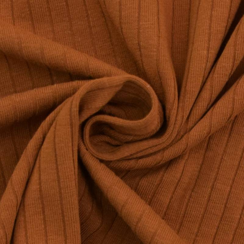 Rippenjersey Emma, cognac von Stoffe Hemmers