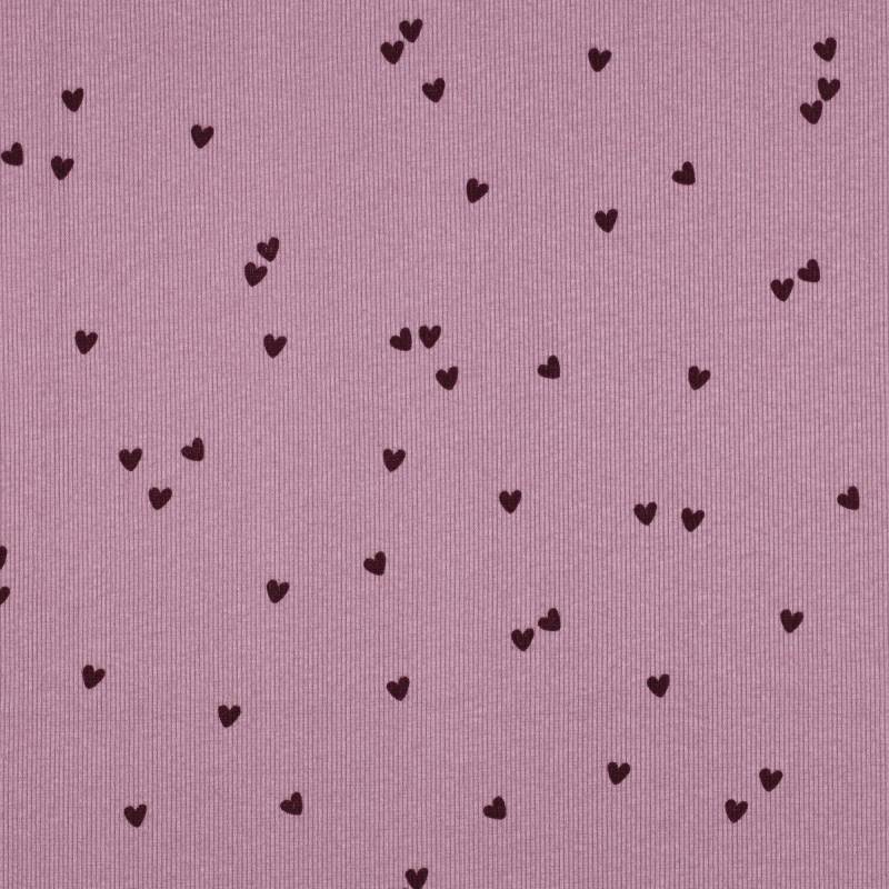 Rippenjersey Lovely Hearts, malve von Stoffe Hemmers