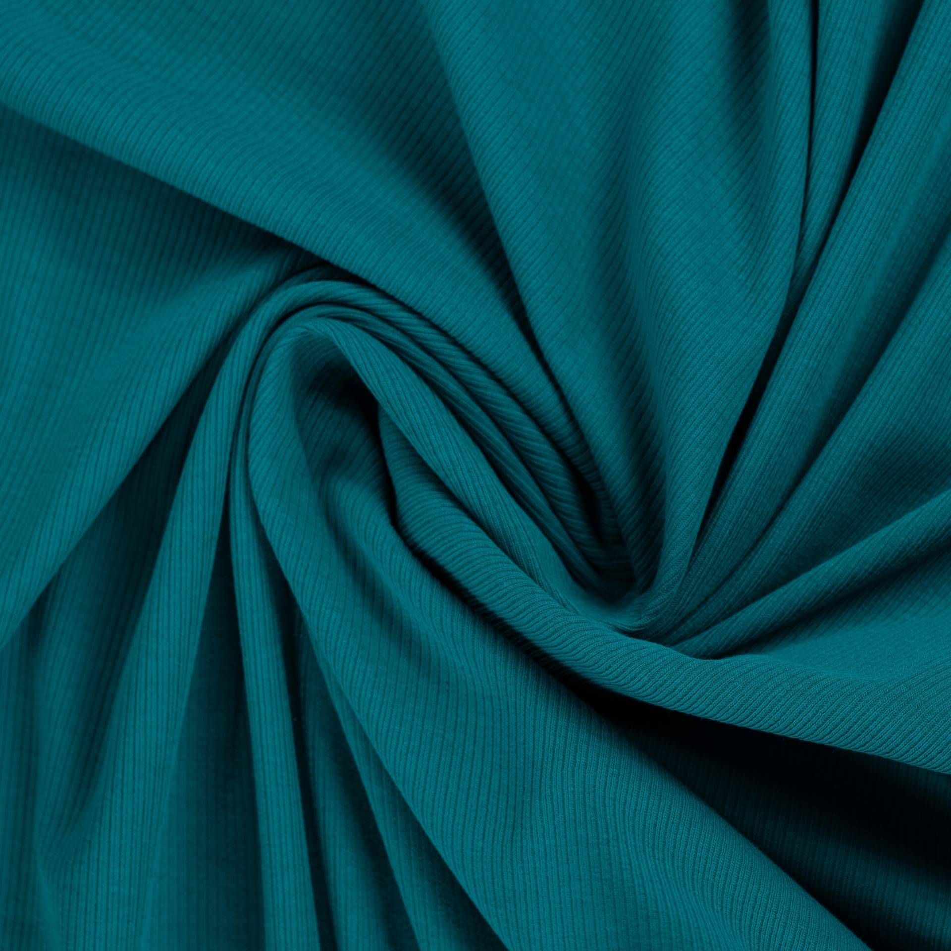 Rippenjersey Mini, petrol von Stoffe Hemmers