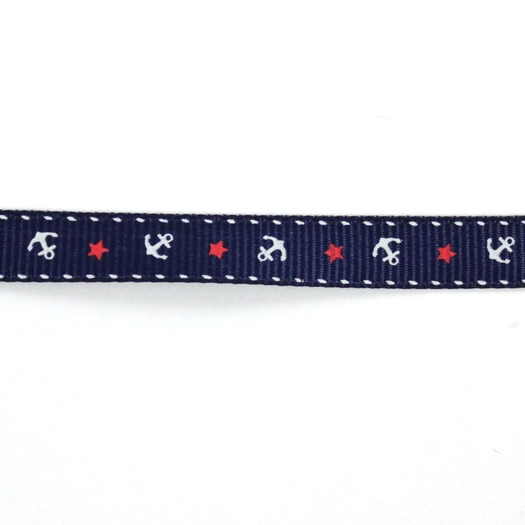 Ripsband Anker und Sterne, marine Ripsband Anker und Sterne, marine von Stoffe Hemmers
