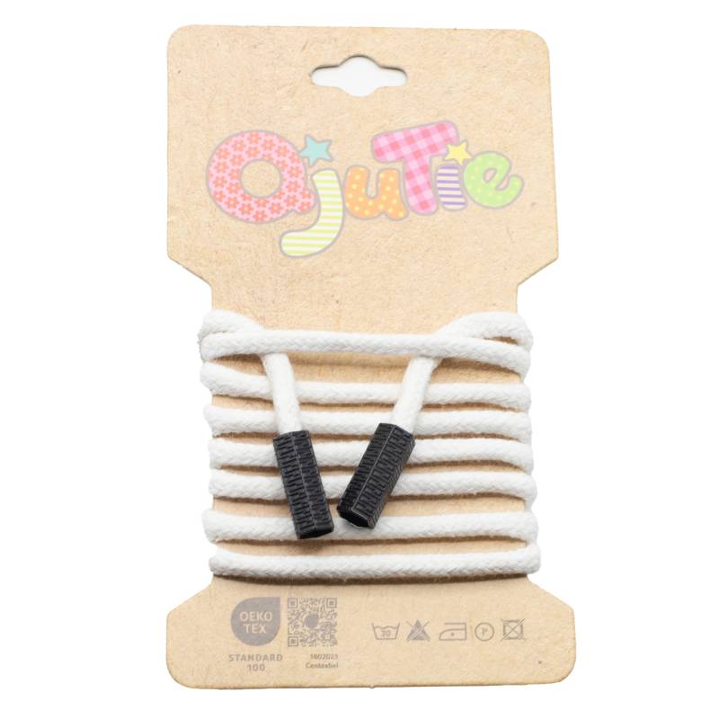 Rundkordel mit Endstücken 5 mm, weiß von Stoffe Hemmers