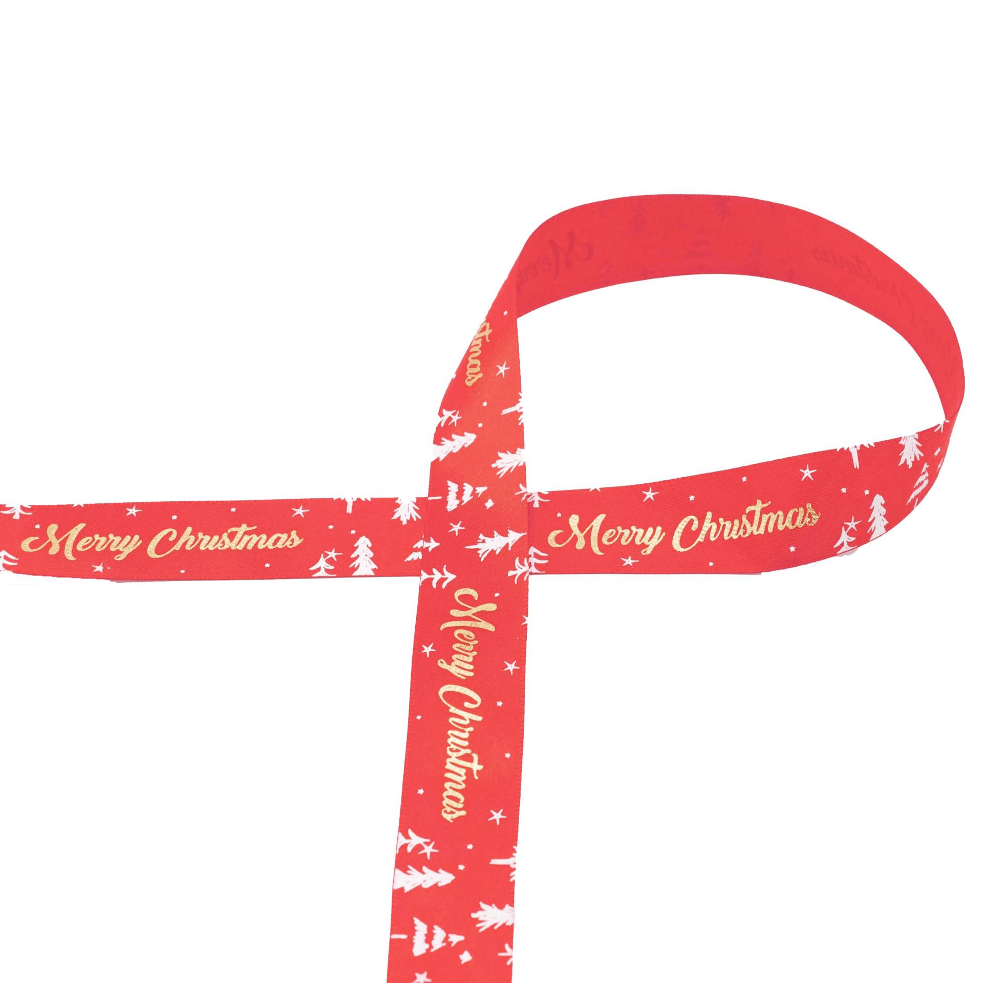 Satinband Merry Christmas 25 mm, rot Satinband Merry Christmas 25 mm, rot von Stoffe Hemmers