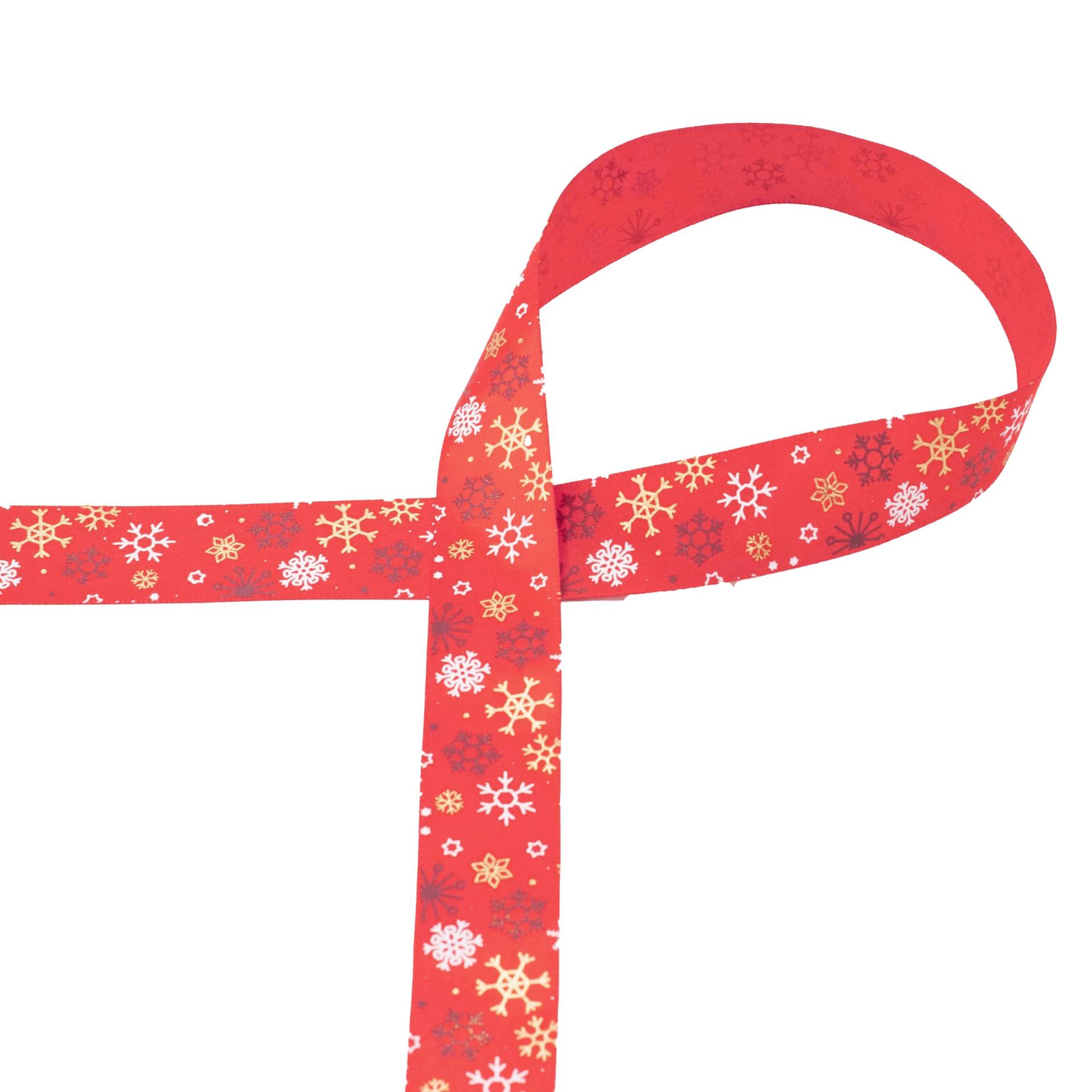 Satinband Snowflakes 25 mm, rot Satinband Snowflakes 25 mm, rot von Stoffe Hemmers