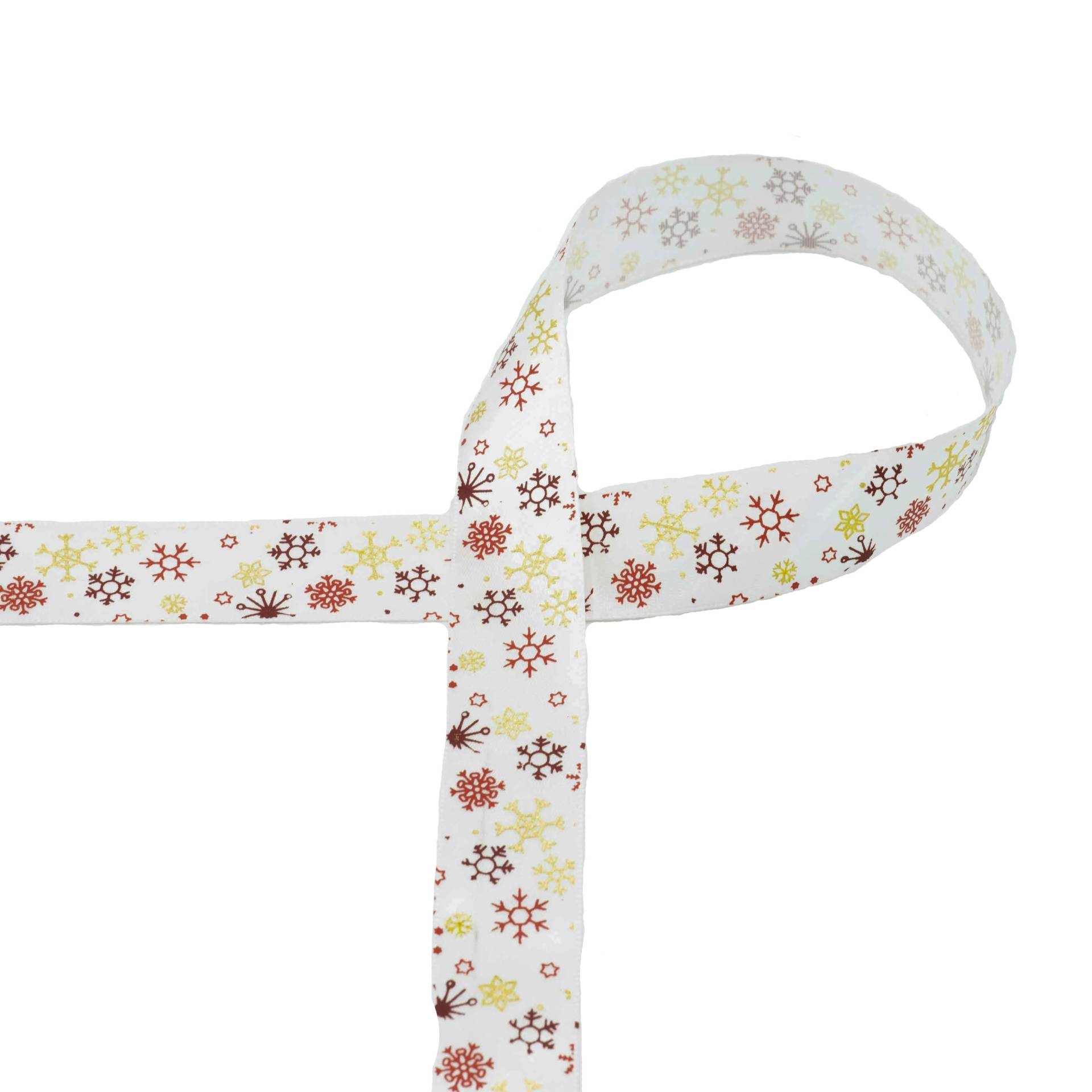 Satinband Snowflakes 25 mm, weiß Satinband Snowflakes 25 mm, weiß von Stoffe Hemmers