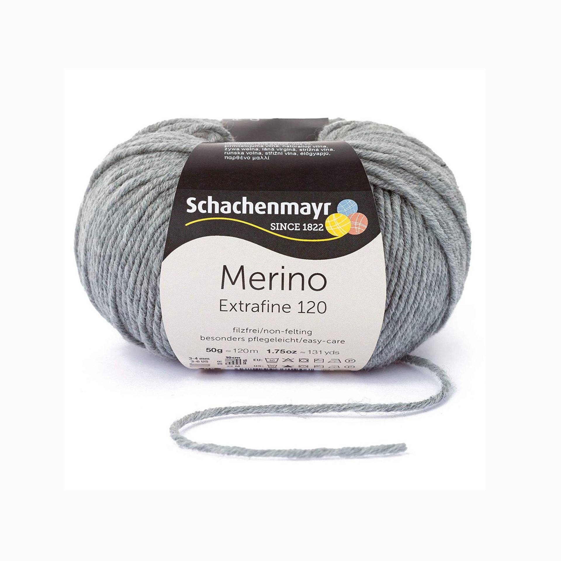 Schachenmayr Wolle Merino Extrafine 120 50 g, flanell meliert von Stoffe Hemmers
