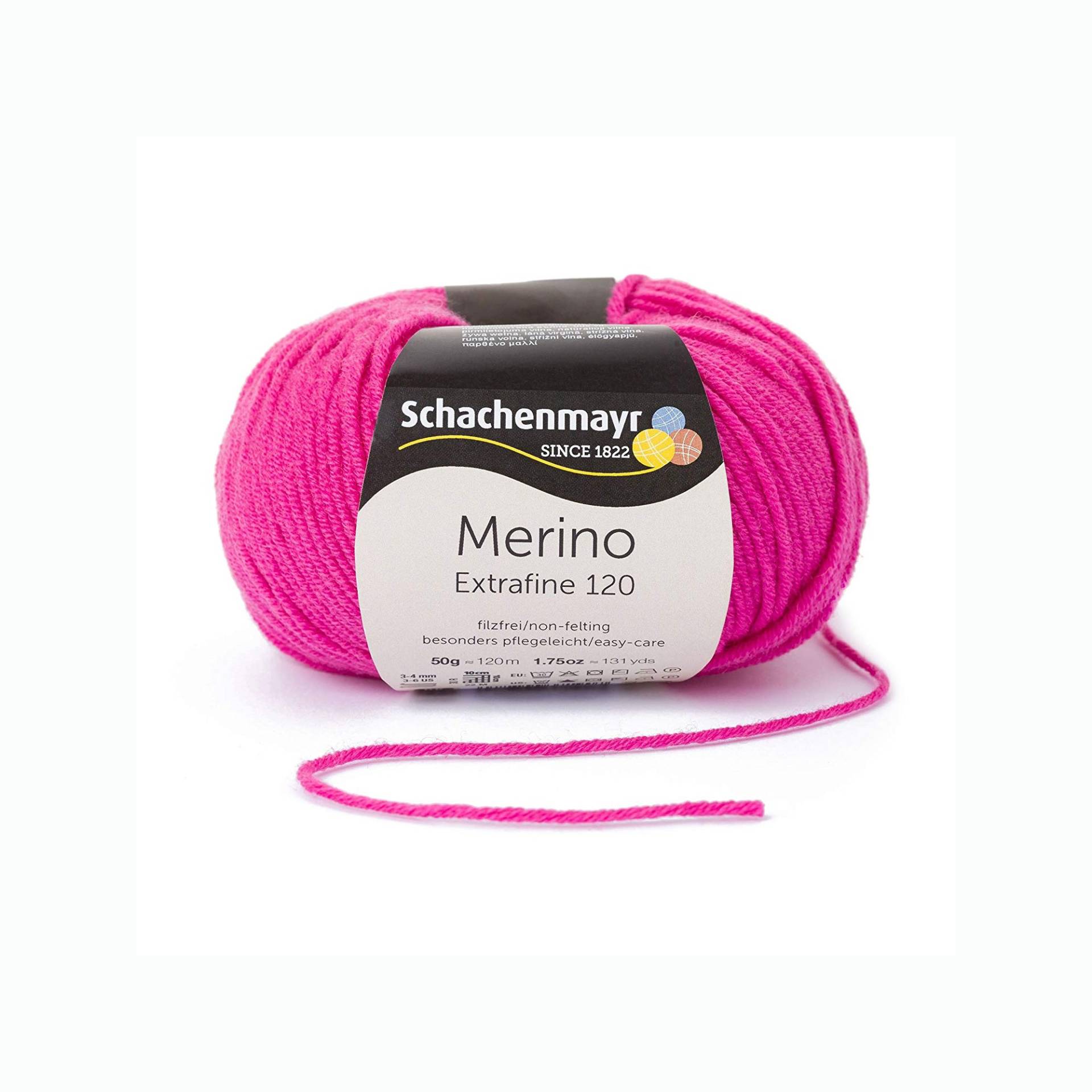 Schachenmayr Wolle Merino Extrafine 120 50 g, pink von Stoffe Hemmers