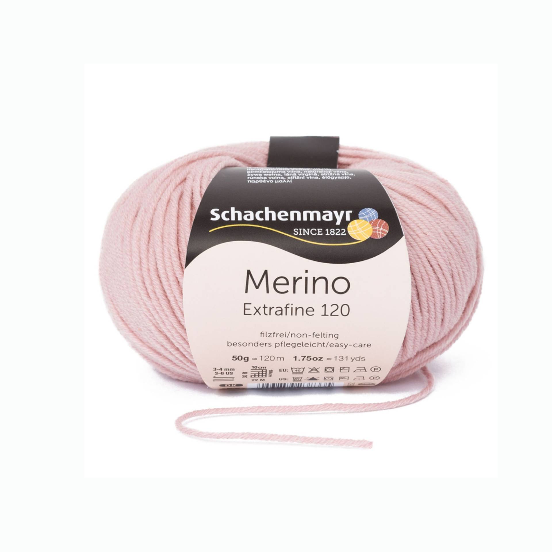 Schachenmayr Wolle Merino Extrafine 120 50 g, rose pink von Stoffe Hemmers