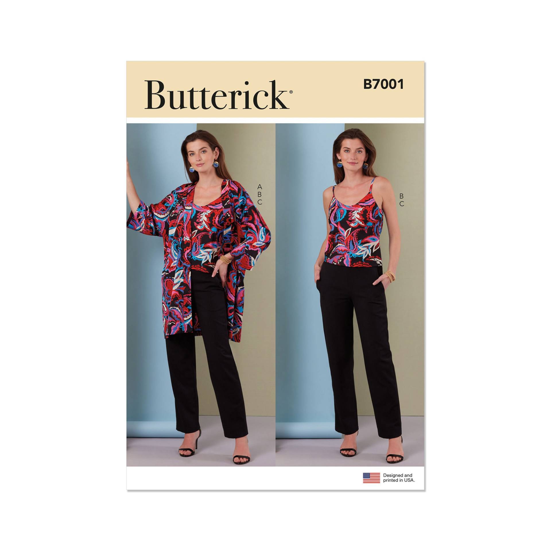 Schnittmuster Butterick Damen-Jacke, Top & Hose 7001 Gr. 42-50 Schnittmuster Butterick Damen-Jacke, Top & Hose 7001 Gr. 42-50 von Stoffe Hemmers