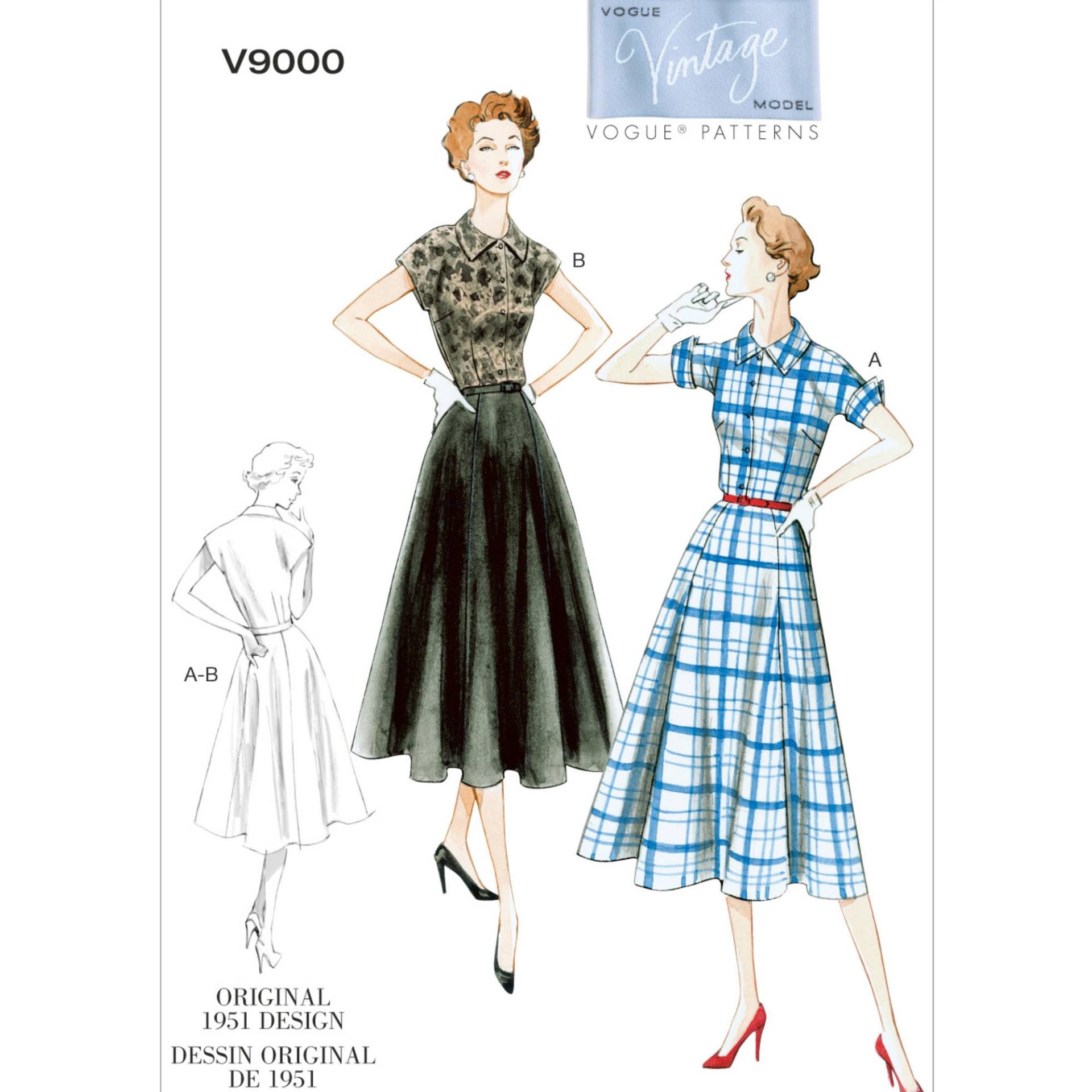 Schnittmuster Vogue 9000 Vintage Kleid von Stoffe Hemmers
