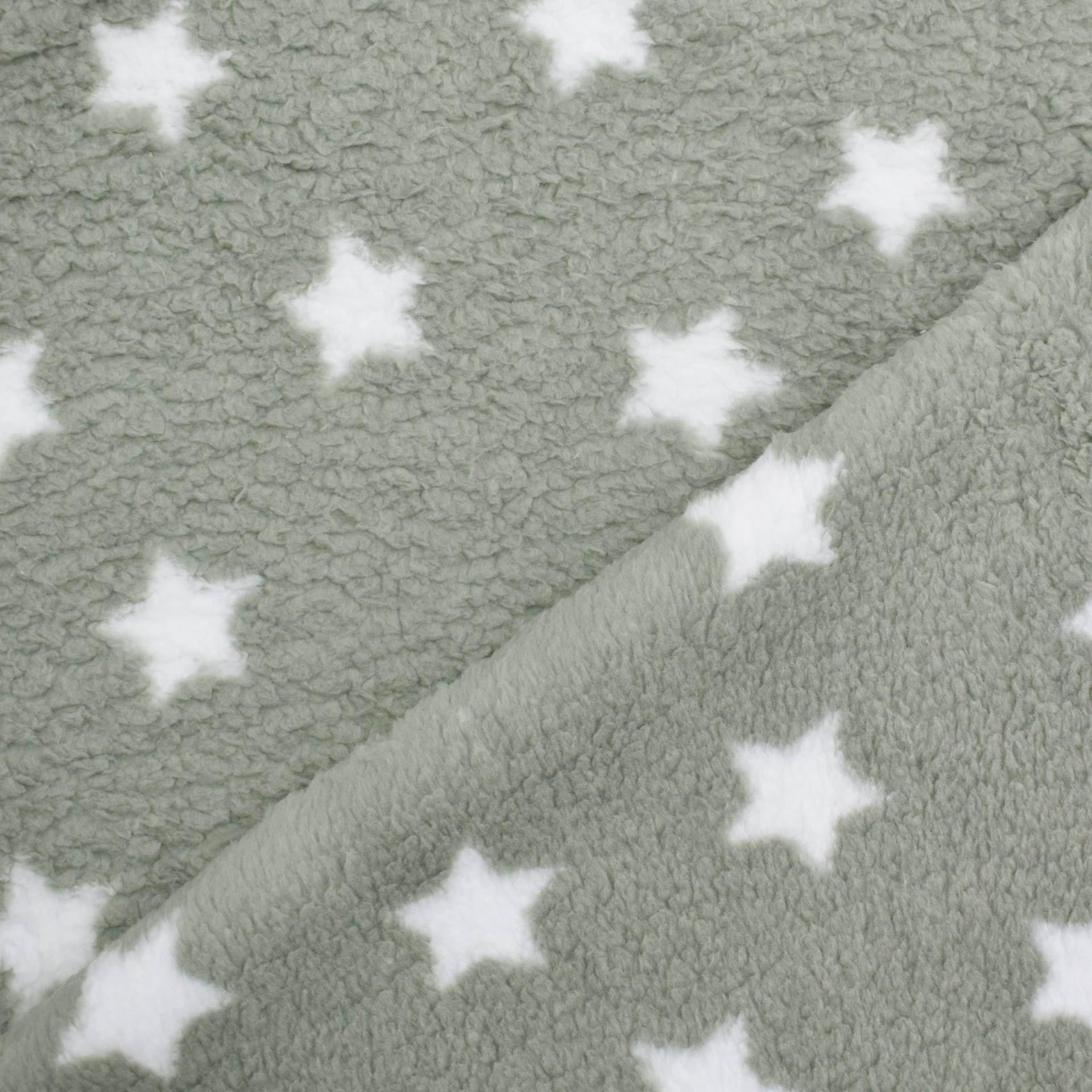 Sherpa Fleece Stars, graugrün Sherpa Fleece Stars, graugrün von Stoffe Hemmers