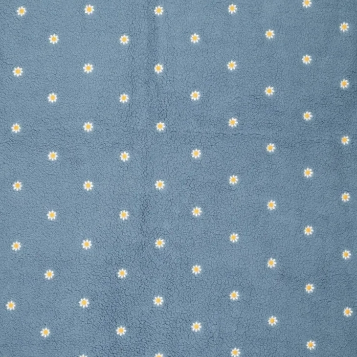 Sherpa Fleece leicht Stickerei Camilla, jeansblau von Stoffe Hemmers