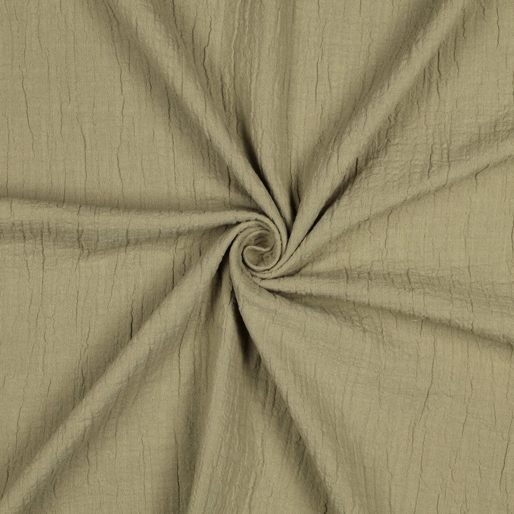 Slub Baumwoll Musselin, olivgrün von Stoffe Hemmers