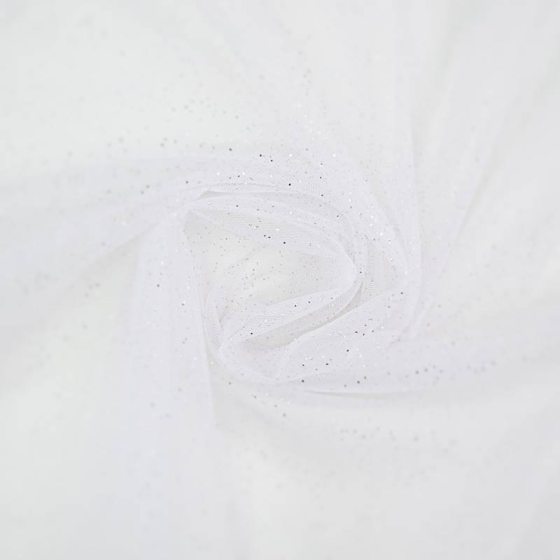 Soft Tüll Glitter, weiß von Stoffe Hemmers