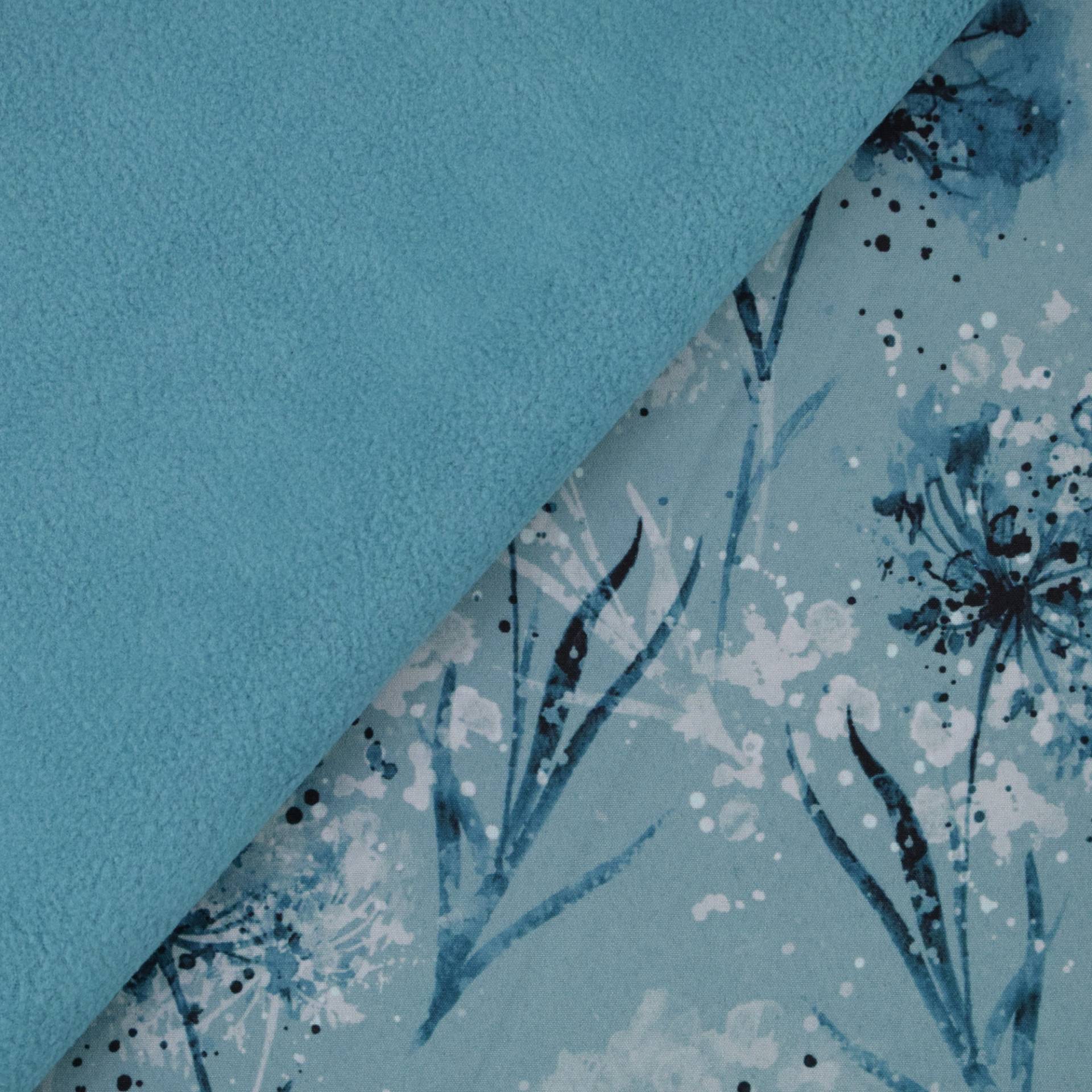 Softshell Aquarell Dandelion, dunkelmint von Stoffe Hemmers