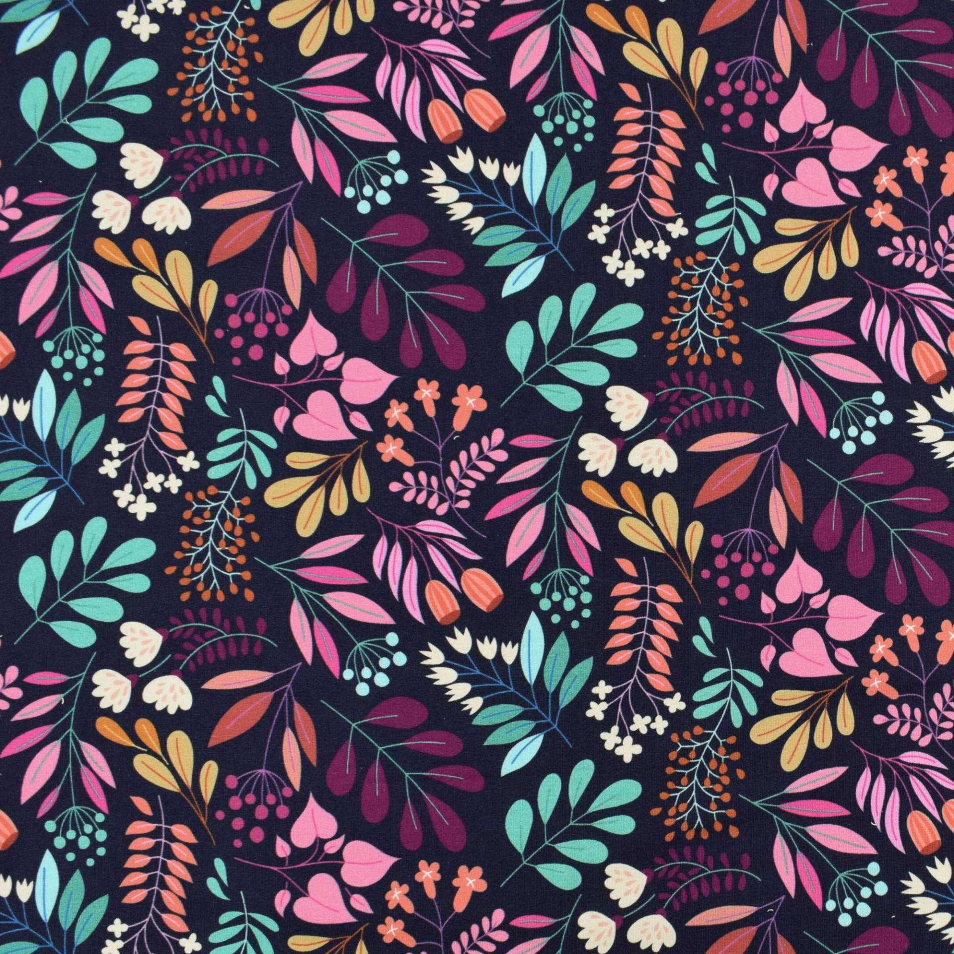 Sommersweat Albstoffe Hamburger Liebe Glossy Leaves, marine Sommersweat Albstoffe Hamburger Liebe Glossy Leaves, marine von Stoffe Hemmers