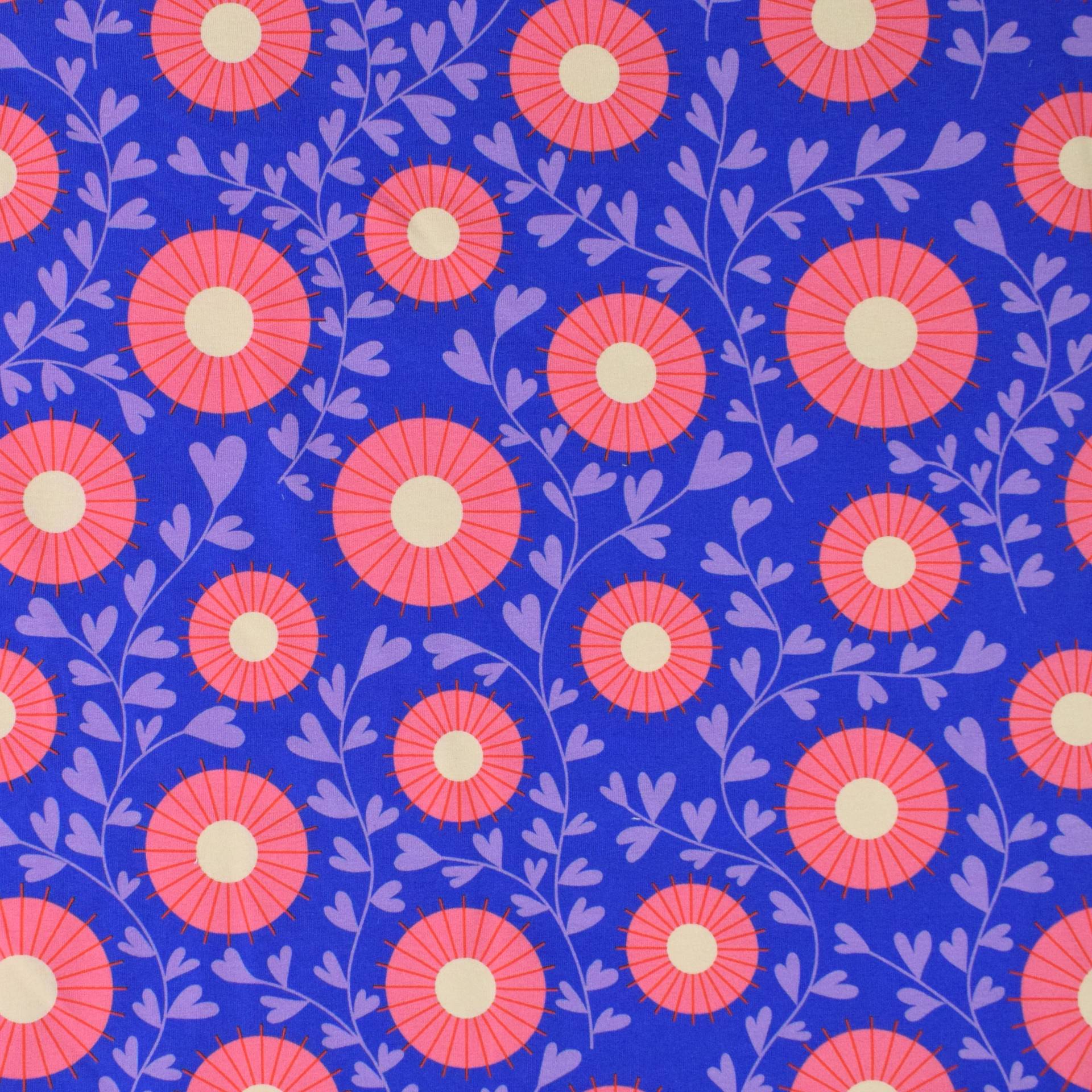 Sommersweat Albstoffe Hamburger Liebe Queen of Hearts Court Garden, royalblau von Stoffe Hemmers