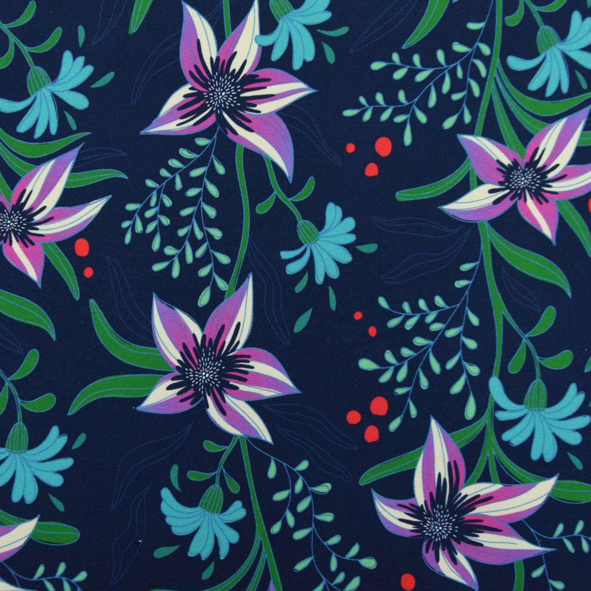 Sommersweat Albstoffe Hamburger Liebe SHINE Flourish and Shine, marine Sommersweat Albstoffe Hamburger Liebe SHINE Flourish and Shine, marine von Stoffe Hemmers