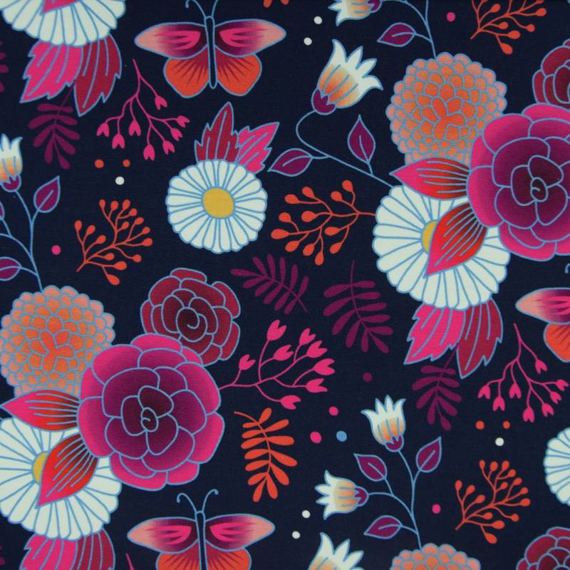 Sommersweat Albstoffe Hamburger Liebe Sweet Gardeners Delight, marine Sommersweat Albstoffe Hamburger Liebe Sweet Gardeners Delight, marine von Stoffe Hemmers