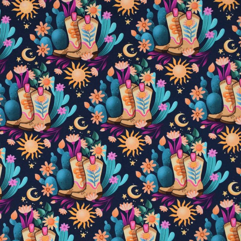 Sommersweat Albstoffe Hamburger Liebe Western Fairy Tales Cowgirls, dunkelblau Sommersweat Albstoffe Hamburger Liebe Western Fairy Tales Cowgirls, dunkelblau von Stoffe Hemmers