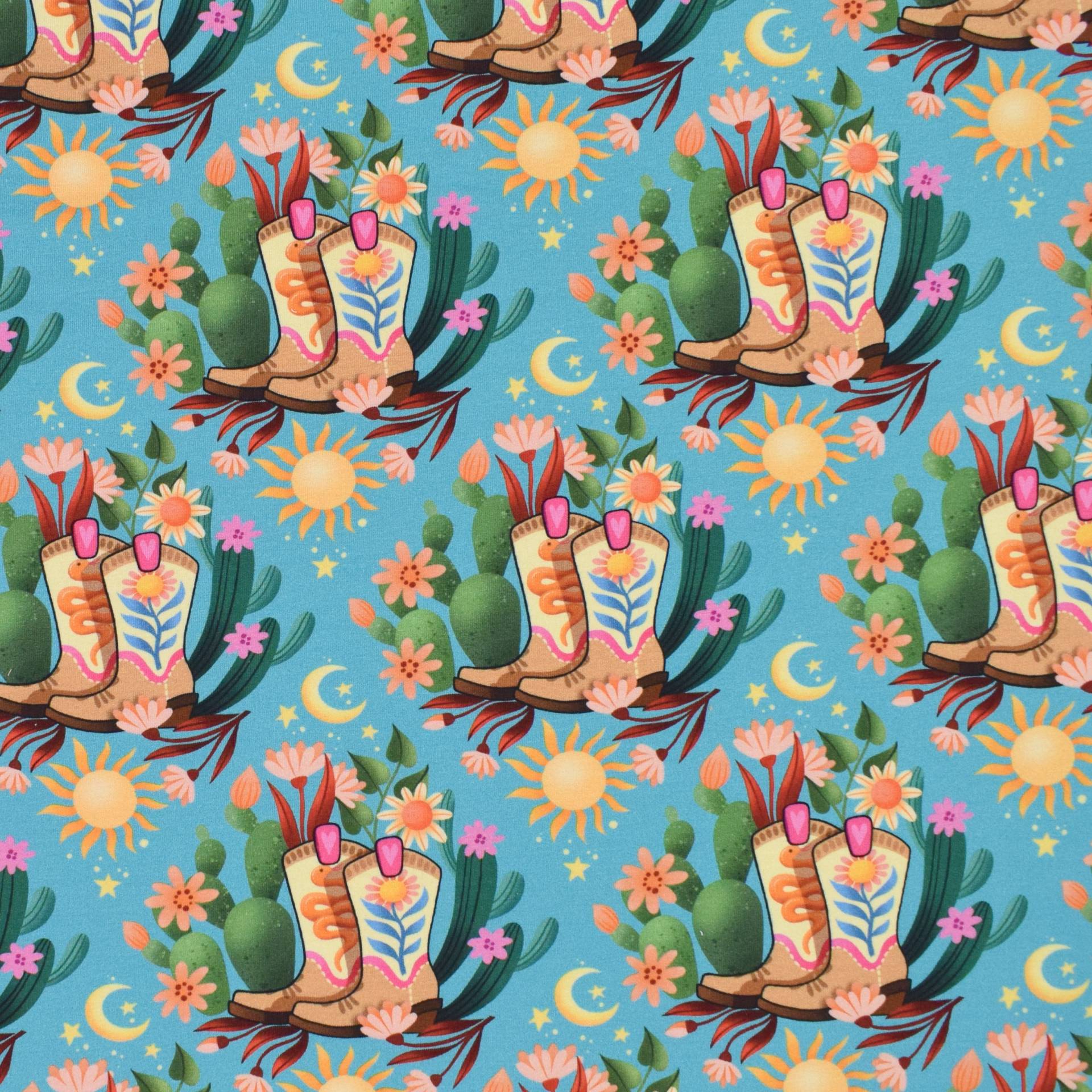 Sommersweat Albstoffe Hamburger Liebe Western Fairy Tales Cowgirls, türkis Sommersweat Albstoffe Hamburger Liebe Western Fairy Tales Cowgirls, türkis von Stoffe Hemmers
