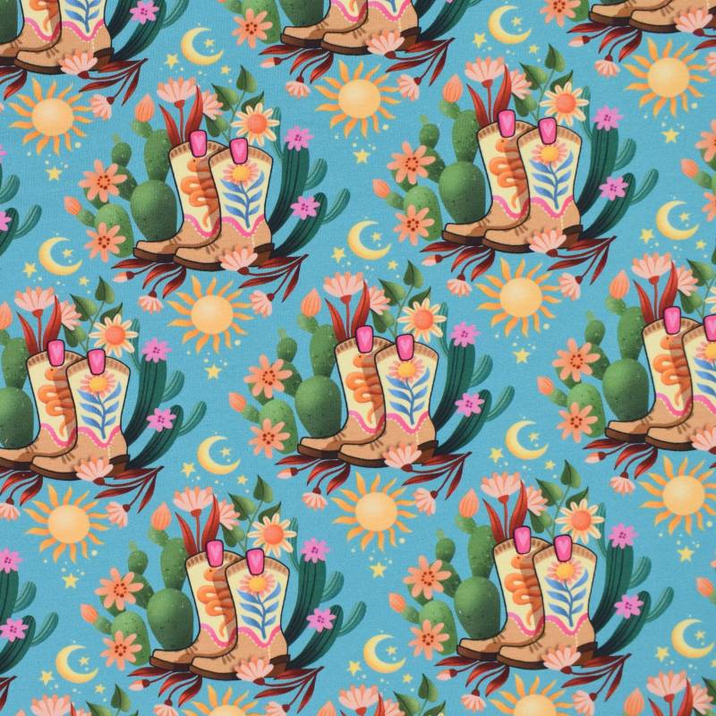 Sommersweat Albstoffe Hamburger Liebe Western Fairy Tales Cowgirls, türkis Sommersweat Albstoffe Hamburger Liebe Western Fairy Tales Cowgirls, türkis von Stoffe Hemmers