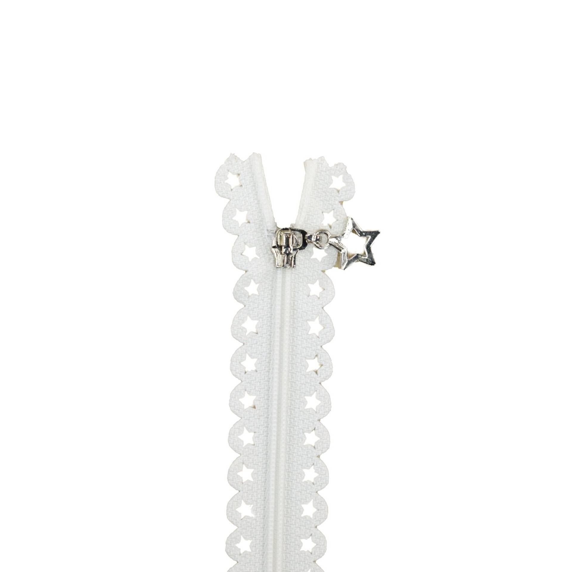 Spitzenreißverschluss Sterne 25 cm weiss Spitzenreißverschluss Sterne 25 cm weiss von Stoffe Hemmers