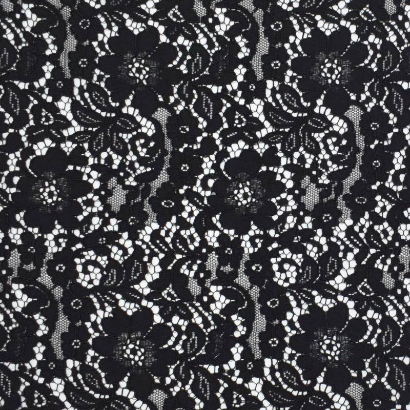 Spitzenstoff mit Bogenkante, schwarz von Stoffe Hemmers