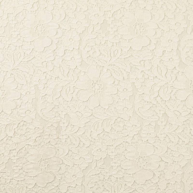 Spitzenstoff mit Bogenkante, wollweiß von Stoffe Hemmers