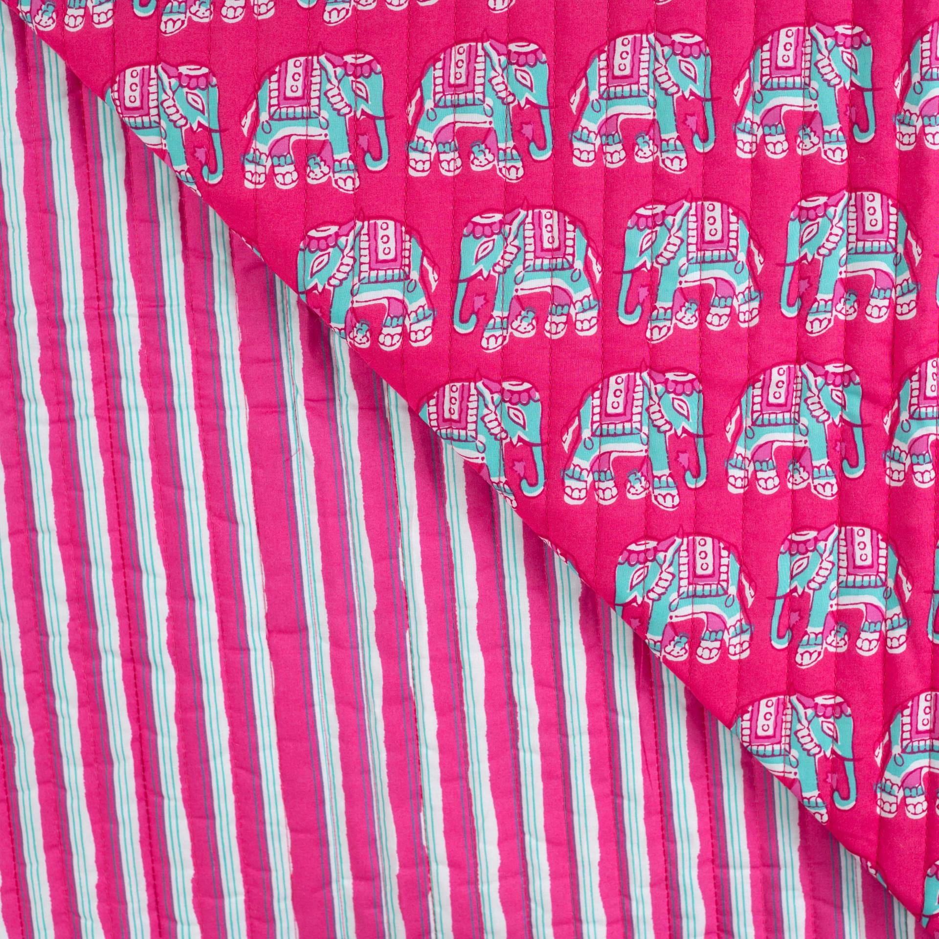 Steppstoff Doubleface Enjoy Bright Horizon Elephants, pink von Stoffe Hemmers